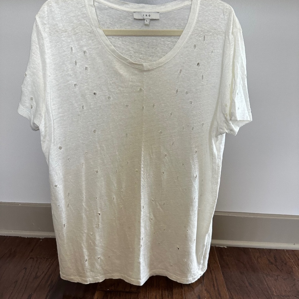 IRO 'Clay' Punctured Linen Tee (White)